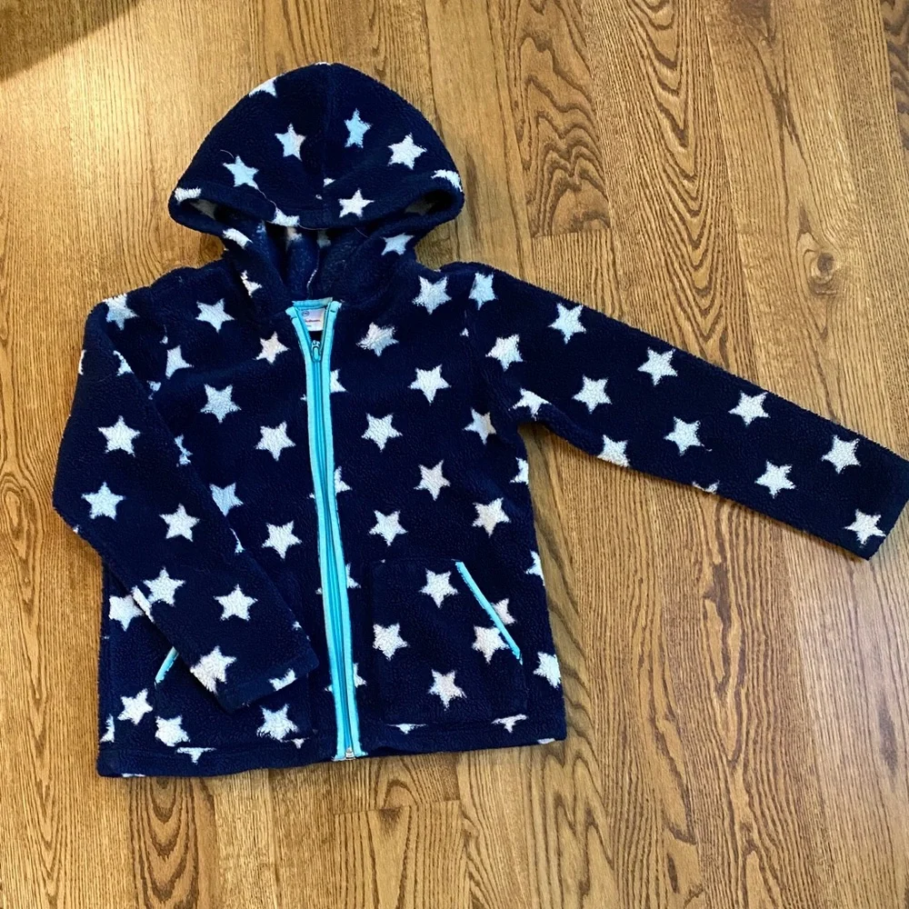 Girls fleece pullover full zip size 10-12 bundle of (2) graphic pattern stars